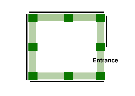 0029 Hide from above - six uprights creating a square structure